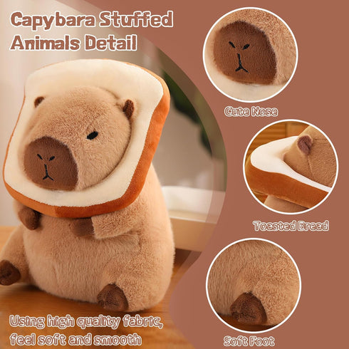 Cute Capybara Plush Kawaii Soft Capybara Plush Doll Pillow with Bread Capybara Stuffed Aniamls Toys for Girls Kids Adults Birthdays Valentines Gif...
