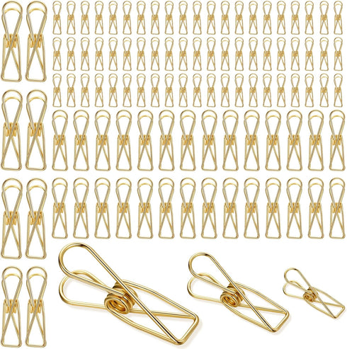 100 Pcs Paper Clips Metal Wire Hollow Out Clips Multi Purpose Utility Clips Invoice Bill Paper Clips Stainless Steel Hanging Clothes Pins for Scho...