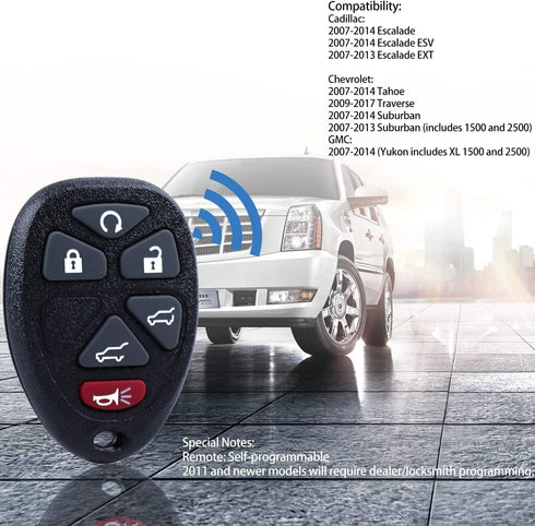 Car Key Fob Keyless Entry Remote for 2007-2014 Chevy Tahoe, Suburban, GMC Yukon XL 1500 and 2500 OUC60270, OUC60221, 315Mhz Set of 2...