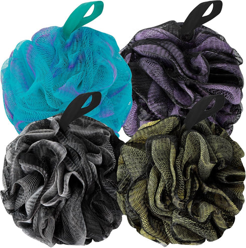 Bath Loofah Shower Sponge Body Back Scrubber Soft Mesh Shower Puffs Exfoliating Loofa for Women & Men Bath Accessories Cleaning Tool(4Pack 60G Dar...