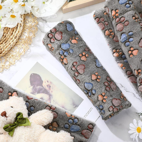 4 Pack Ultra Soft Dog Cat Bed Mat with Cute Prints Reversible Fleece Dog Crate Kennel Pad Cozy Washable Thickened Hamster Guinea Pig Bed Pet Bed M...