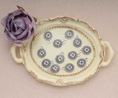 Ruwado 50 Pcs Round Flower Jewelry Making Kits Small 14.6 x 10.7 mm Metal Kits for DIY Crafting Project Necklace Bracelet Key Chain (Silver)...