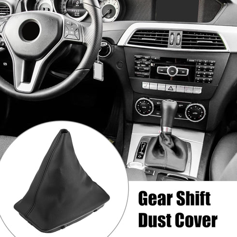 X AUTOHAUX Car Shift Boot Cover Gear Shift Knob Handbrake Gaiter Boot PU Leather for Mercedes-Benz C-class W204 2008-2013...