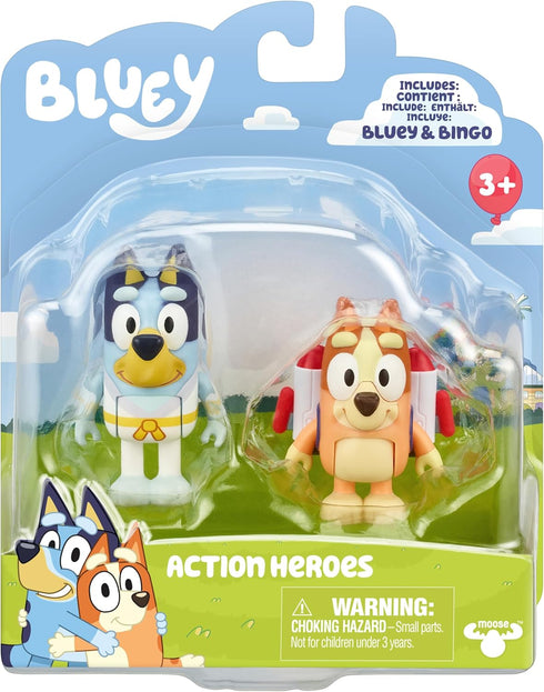 Bluey Figure 2-Packs, Action Heroes 2.5 Inch and Bingo Figures...
