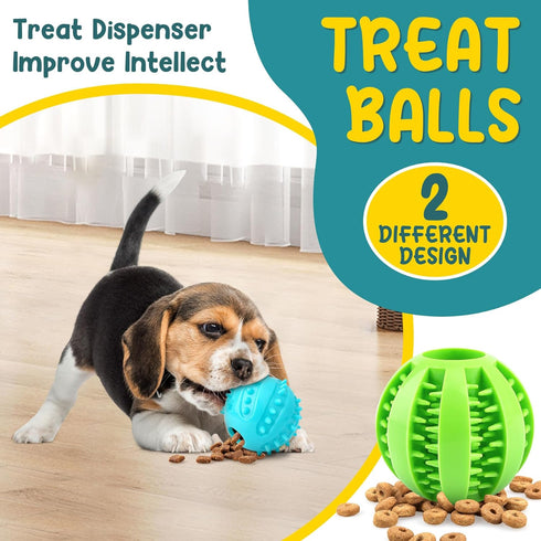 Puppy Toys Dog Balls, 5 Pack Interactive Dog Toys, 2.5" Squeaky Balls and Treat Balls, Dog Puzzle Toy for Teething Small Dogs and IQ Training...