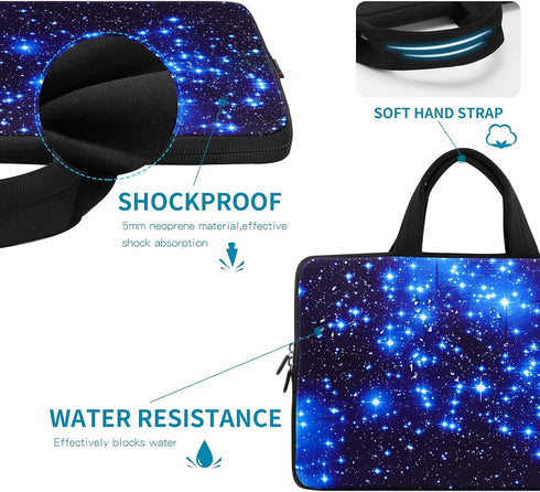 iColor Starry Ultra-Portable Neoprene Carrying Protective Case Sleeve Briefcase Pouch Bag Tote with Handle Fits 11.6 12 12.1 12.2 Inch Netbook/Lap...