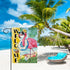 Welcome Summer Flamingo Decorative Garden Flag, Beach Coastal Swim Ring Tropical Palm Leaves Yard Outside Home Decoration, Hawaii Aloha Nautical O...