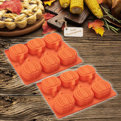 Pumpkin Muffin Mold 3 Pack Pumpkin Cake Pan Silicone Molds, Mini Cake Trays Thanksgiving Halloween Baking Molds Cupcake Pan Hot Chocolate Bomb Mol...