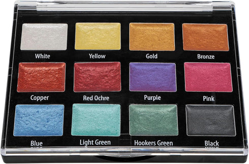 Soho Urban Artist Metallic Watercolors Set – 12 Vibrant Metallic Half Pans in Travel Case – Professional Shimmer Watercolor Paint Set for Artists,...
