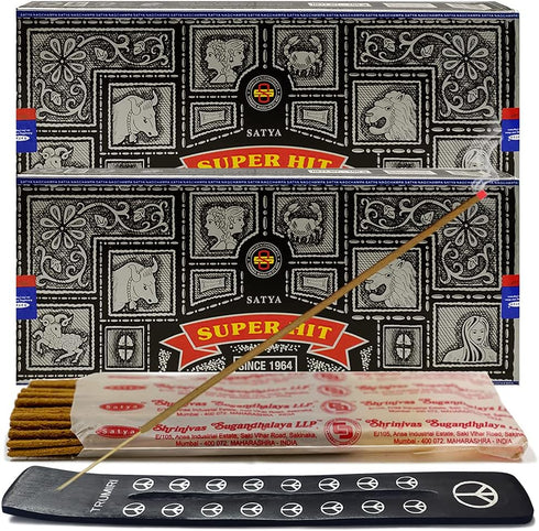 TRUMIRI Incense Stick Holder Bundle with Satya Super Hit 100g Incense Sticks - Pack of 2 (Approx 200 Sticks)...