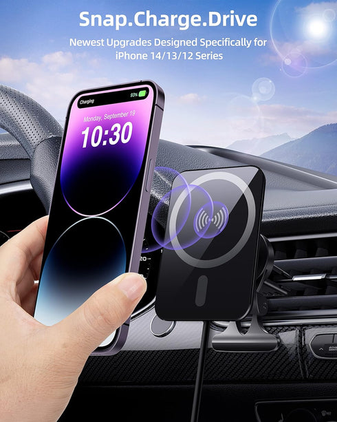 Upgraded for MagSafe Car Mount Charger, Magnetic Wireless Car Charger, Air Vent Magnetic Car Phone Mount Charger for MagSafe iPhone 14 13 12 Serie...