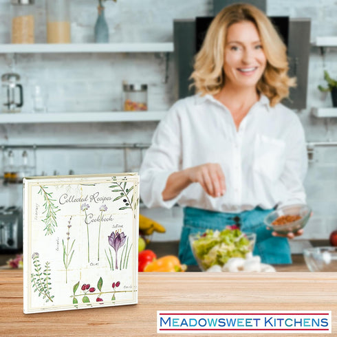 Meadowsweet Kitchens Recipe Card Holder Cookbook Mini 2 Ring Binder Organizer - Recipe Binder Cook Book w/ 25 4 x 6 Cards, 50 Clear Card Sleeves, ...