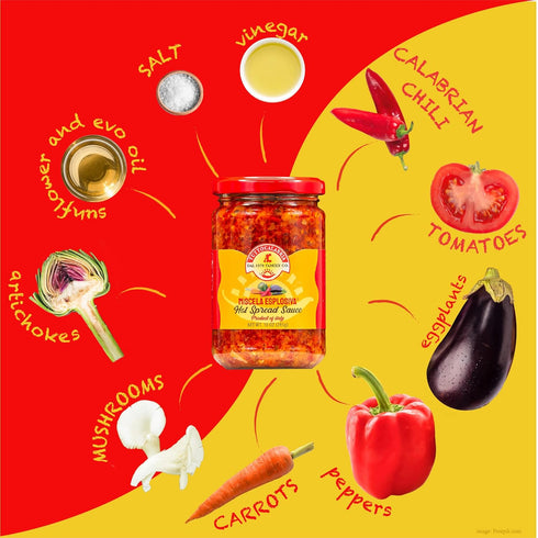 Hot Spread Sauce, Miscela Esplosiva, TuttoCalabria, 10 OZ (285g), Minced Calabrian Chili & Giardiniera Vegetables...