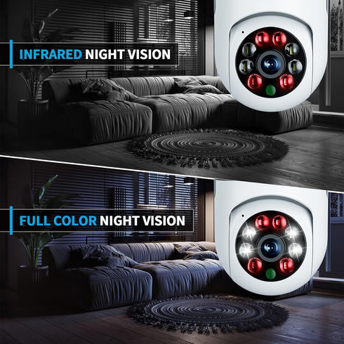 OJR 2K HD Light Bulb Security Camera, 5G/2.4G WiFi PTZ Camera Wireless Outdoor, Motion Detection and Alarm, Full Color Night Vision, Two-Way Audio...