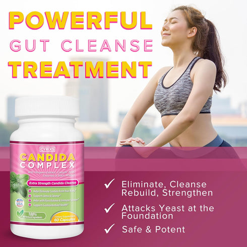 Candida Complex | Boost Your Immune System | All Natural Gut Cleanse with Herbs, Antifungals, Enzymes and Probiotics | Eliminates Candida | Preven...