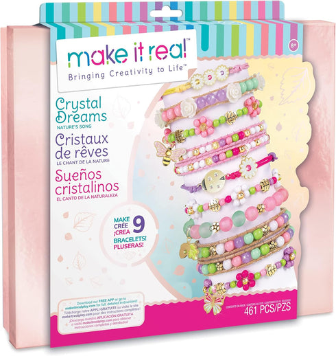 Make It Real: Crystal Dreams Nature Song - Create 9 Unique Charm Bracelets, 461 Pieces, Green Pink & Purple, All-in-One, DIY Charm & Bead Jewelry ...