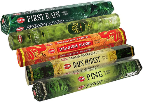 Hem Incense Sticks Variety Pack #12 and Incense Stick Holder Bundle with 5 Forest Themed Fragrances...