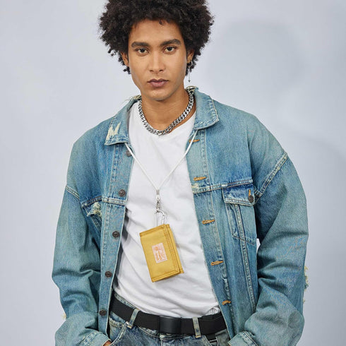 Rough Enough Kids Wallet for Boys Girls Preppy Teen with Neck Lanyard Keychain Canvas Mustard Yellow...
