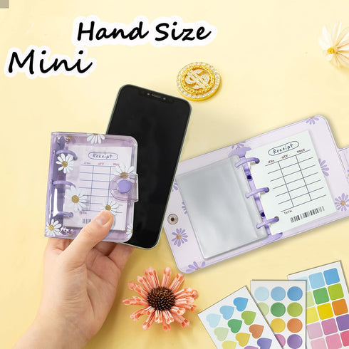 Harphia Mini Budget Binder with Zipper Envelopes & Expense Budget Sheets,Transparent Money Binder with Cash Envelopes for Budgeting and Saving Mon...