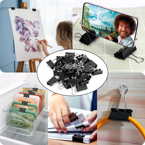 60PCS Medium Binder Clips, 1-1/4 Inch, 32mm, Binder Clips Medium, Metal Paper Clamps Clips for Teachers Students School Office Business Supplies (...
