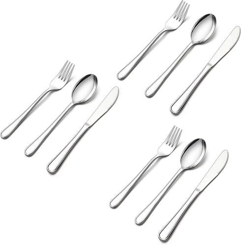LIANYU 9-Piece Kids Silverware Set, Stainless Steel Toddler Utensils Flatware Set, Child Cutlery Tableware Set for 3, Include Knife Fork Spoon, Mi...