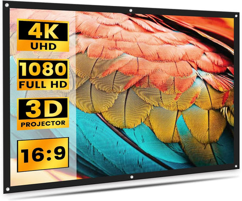 Projector Screen 120 inch, 16:9 Projection Screen, HD 4K Foldable Anti-Crease Cinema Screen for Home Theater Indoor Outdoor (120 inch)......