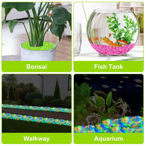 200PC Glow in The Dark Stones Outdoor Decoration Glowing Rocks for Garden Luminous Pebbles for Fish Tank Yard Walkway Pathway Aquarium,Pink...