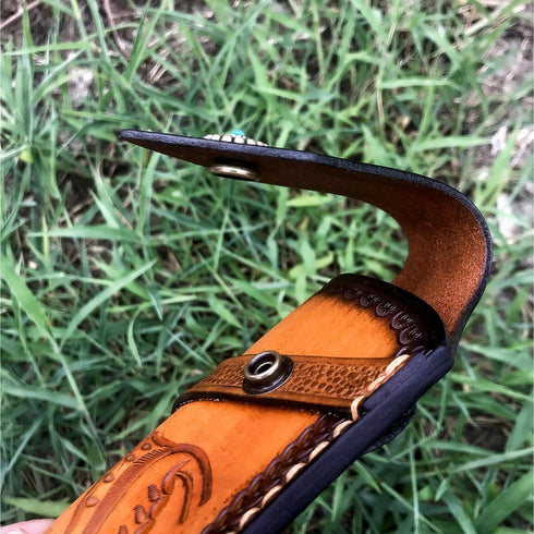 Genuine Leather Pocket Knife Sheath for 4.5''-5.1'' Folding Knives,Handmade Large Folding Knife Holder,GerBer MP600 Sheath Snap Knife Pouch,Knife ...