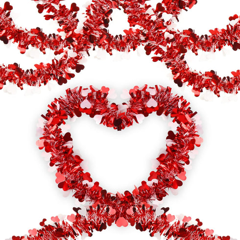 LOMIMOS 32.8 Ft Valentine's Day Tinsel Garland,Shiny Hanging Decor for Wedding Engagement Anniversary Party Supplies(Red White)...