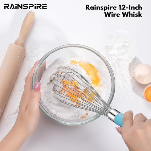 12-Inch Wire Whisk Stainless Steel, Balloon Whisks for Cooking, Wisk Wisking Tool With Soft Silicone Handle, Thick Durable Whisker for Blending, B...