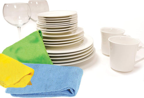 Norpro 15.75 by 15.75 Inch Microfiber Cloth, Set of 3, 15.75 inches x 15.75 inches, blue, yellow and green...