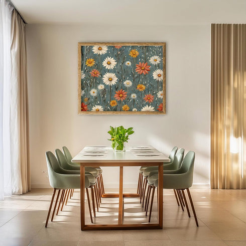 Posterizer 1 pcs-snowy winter flowers scene in oil painting style-5-Landscape & Nature Art-Floral & Botanical Art- Dining Room Decor- unframed wal...