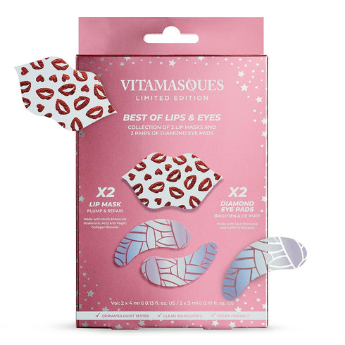 Vitamasques Under Eye Patches & Lip Mask Sheets, Best of Eyes & Lips Set - Eye Patches for Puffy Eyes - Under Eye Masks for Dark Circles and Puffi...