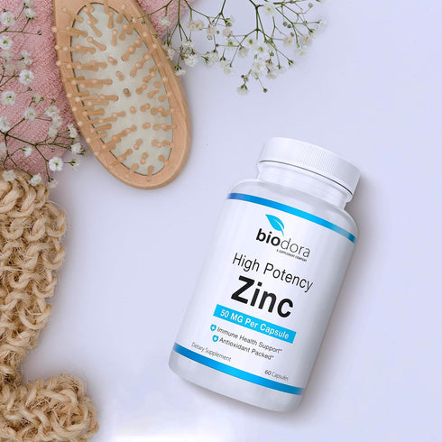 Zinc High Potency, No GMO, Vitamins for Good Skin, Immune Support Supplement & Antioxidant, Vegan, 50mg Per Servings, 60 Capsules, Unflavoured...