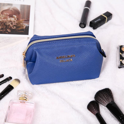 Angelina's Palace Vegan Leather Waterproof Travel Cosmetic Bag Toiletry Organizer Makeup Pouches(dark chambray)......