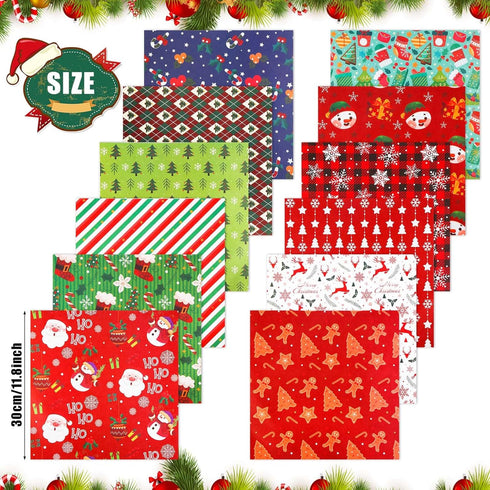 24pcs Christmas Pattern Paper, 11.8x11.8 Inch Double Sided Christmas Craft Paper Snowman Santa Claus Decorative Craft Paper for Scrapbook Cards Ma...