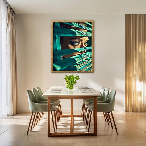 Posterizer 1 pcs-glamorous woman against window blinds portrait -1-Photography Art-Retro Art-Decorations for Bedroom, Office, Living Room - unfram...