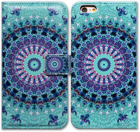 Case for iPhone SE 2022/SE 3rd Gen/SE 2020/7/8, Green Mandala Design Wallet Flip Leather Case with Credit Card Slot ID Card Holder Kickstand...