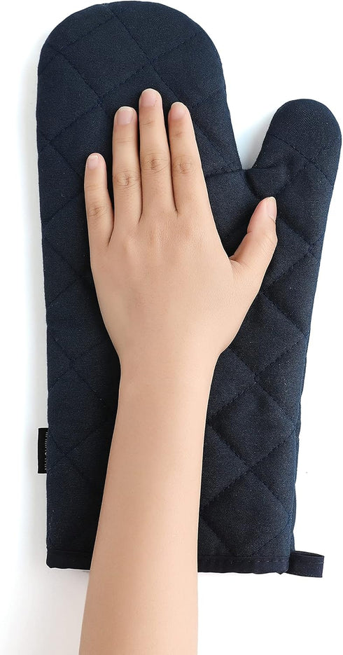 Oven Mitts and Pot Holders 4 pcs Set,High Heat Resistant 500 Degree Extra Thicken Long Kitchen Cotton Oven Glove for Cooking (12 Inch,Deep Blue)...
