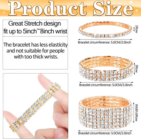 Hicarer 3 Sets Rhinestone Jewelry Set for Women Including Rhinestone Choker Necklace Rhinestone Bracelet Bangle and Earrings for Girl halloween ch...