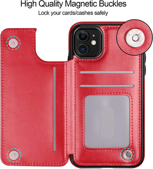 HianDier Wallet Case for iPhone 11 6.1-inch Slim Protective Case with Credit Card Slot Holder Flip Folio Soft PU Leather Magnetic Closure Cover fo...