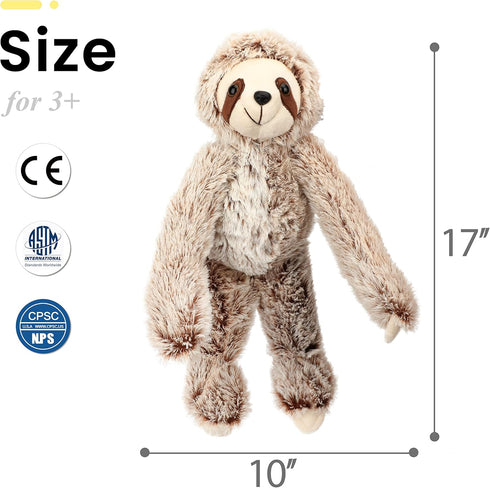 Easfan 17'' Sloth Stuffed Animal Realistic Cute Plush Toy Soft Tree Sloth Plushie Stuff Adorable Birthday for Kids Boys Girls, Brown...