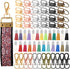 Furge 72 Pieces Key Fob Hardware Set Including 24 Wristlet with Keyring, Colorful Leather Keychain Tassel and Swivel Snap Hooks for Supplies, 6 Co...
