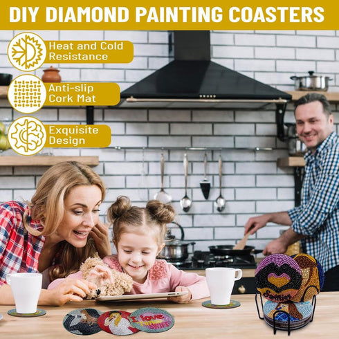 Taylor Diamond Painting Coasters kit for Drinks Pop Star 8 Pcs Diamond Art Coasters with Holder Non-Slip Coaster for Drinks Crafts and Arts Suppli...