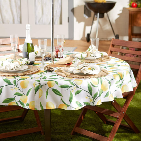 DII Lemon Bliss Outdoor Tabletop, Collection Stain Resistant & Waterproof, 60" Round w/Zipper...