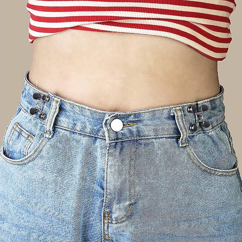 24pcs Adjustable Waist Buckle Extender, Detachable Jean Button Pins No Sewing Required Reusable Jean Buttons, Pant Waist Tightener Clip Snap for J...