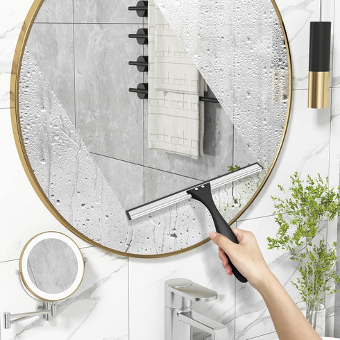 AmazerBath Squeegee for Shower Glass Door, Shower Squeegee for Glass Doors - All-Purpose Squeegee with Hook for Shower Doors, Windows, Mirrors, Ti...