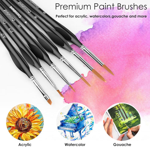 Miniature Paint Brushes,15Pcs Small Fine Tip Paintbrushes, Micro Detail Paint Brush Set, Triangular Grip Handles Art Brushes Perfect for Acrylic, ...