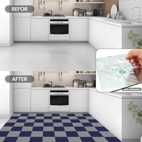 10Pcs Carpet Tiles Peel and Stick 12”x 12” Non-Slip Self Adhesive Squares Carpet Floor Tile Reusable Waterproof Carpet for Living Room Bedroom...