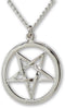Inverted Pentacle Pentagram Satanic Polished Silver Finish Pendant Necklace...
